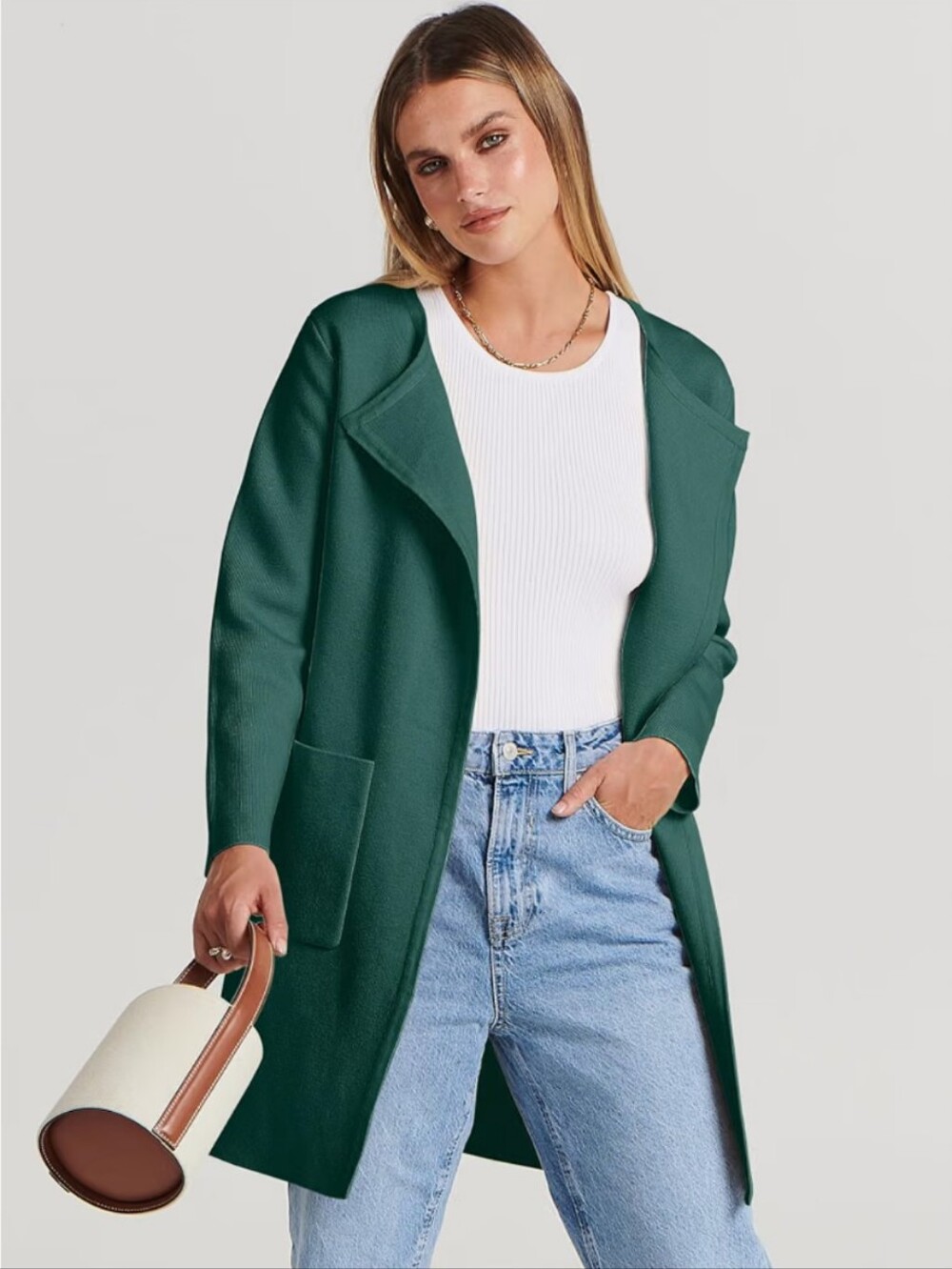 Opal Green Knit Duster Cardigan Sz Medium